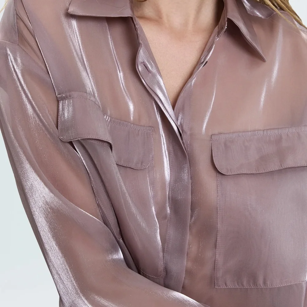 Pistola Miranda Sheer Shirt - Pink Plum - Picture 4 of 5